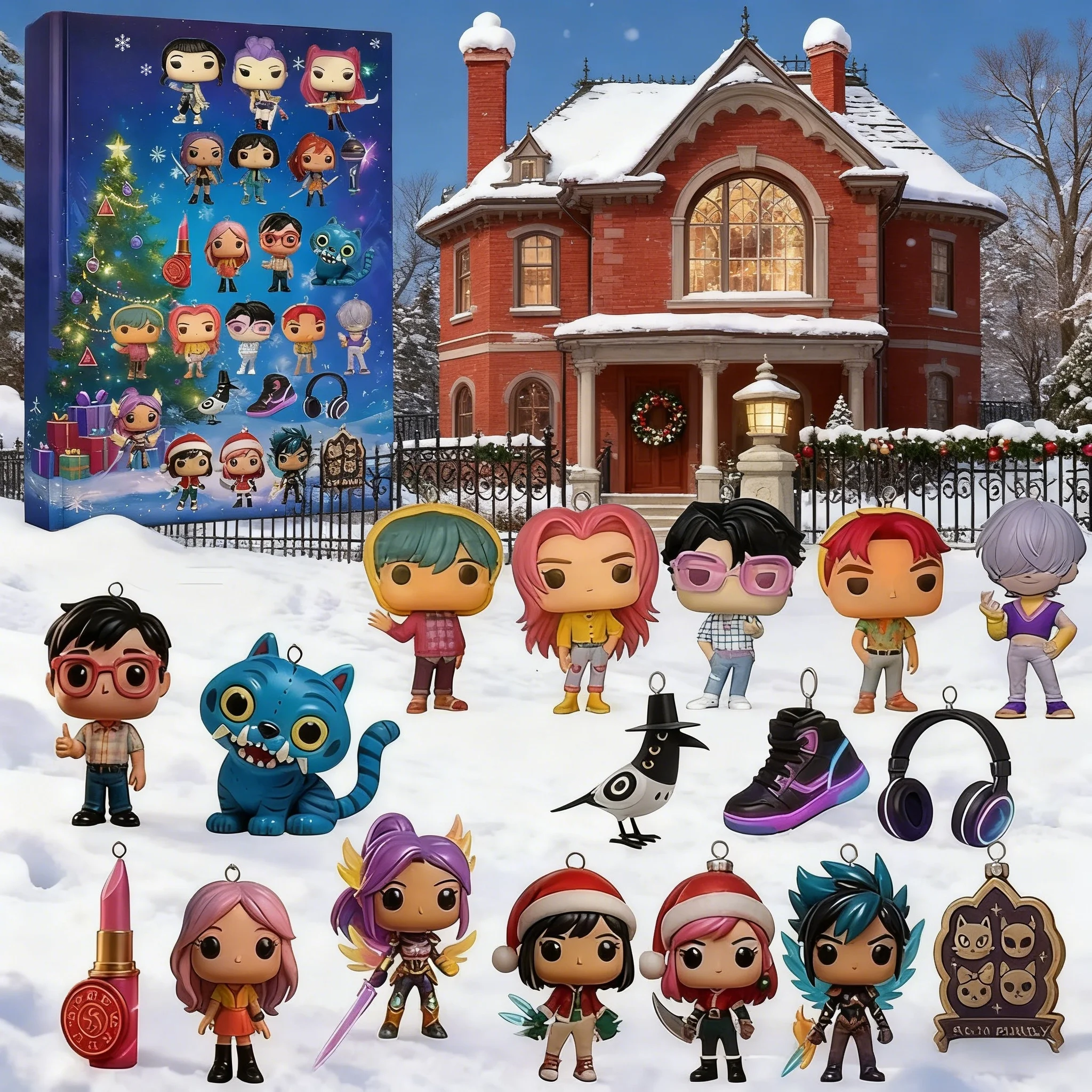 2Dアクリル製デモンハンタークリスマスツリーオーナメント、KPOPスタイルアドベントブラインドボックス、キュートなゴシックホリデーデコレーション、ティーンや女性へのギフト