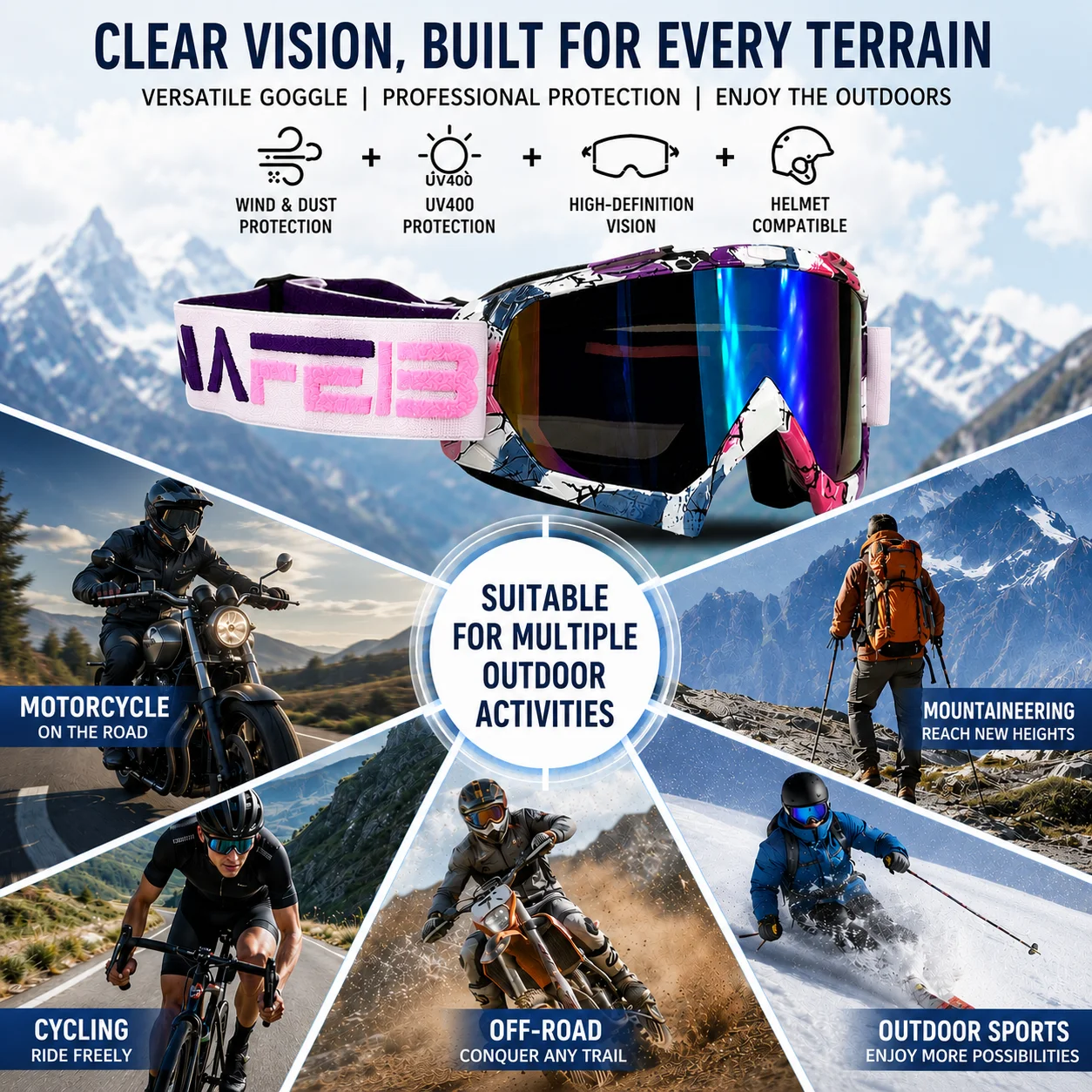 Newest Motorcycle Sunglasses Motocross Safety Protective MX Night Vision Helmet Goggles Vintage Driving Glasses Sagan