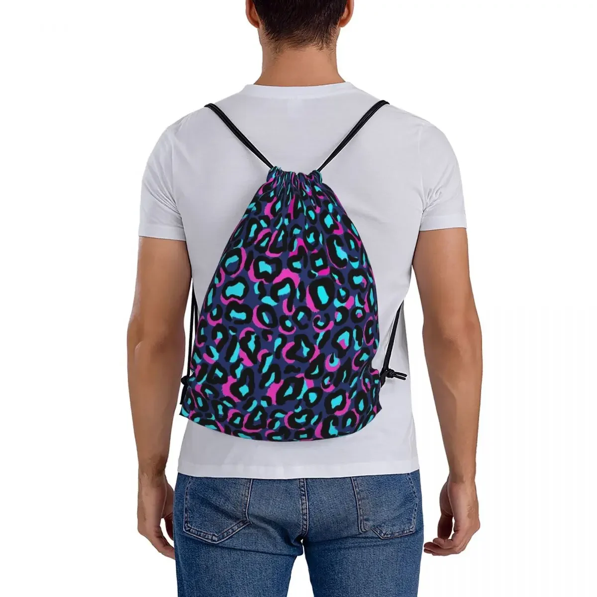 Legal legal leopardo mochila multi-função portátil saco de cordão pacote bolso saco de esportes bookbag para viagens estudante