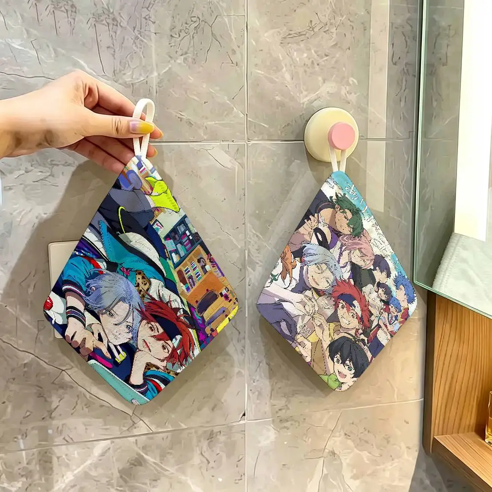 Anime Cool Boy S-Sk8 The Infinity Polyester Cotton Hand Wiping Towel, Hanging Design, Durable for Restaurant Toilet Use