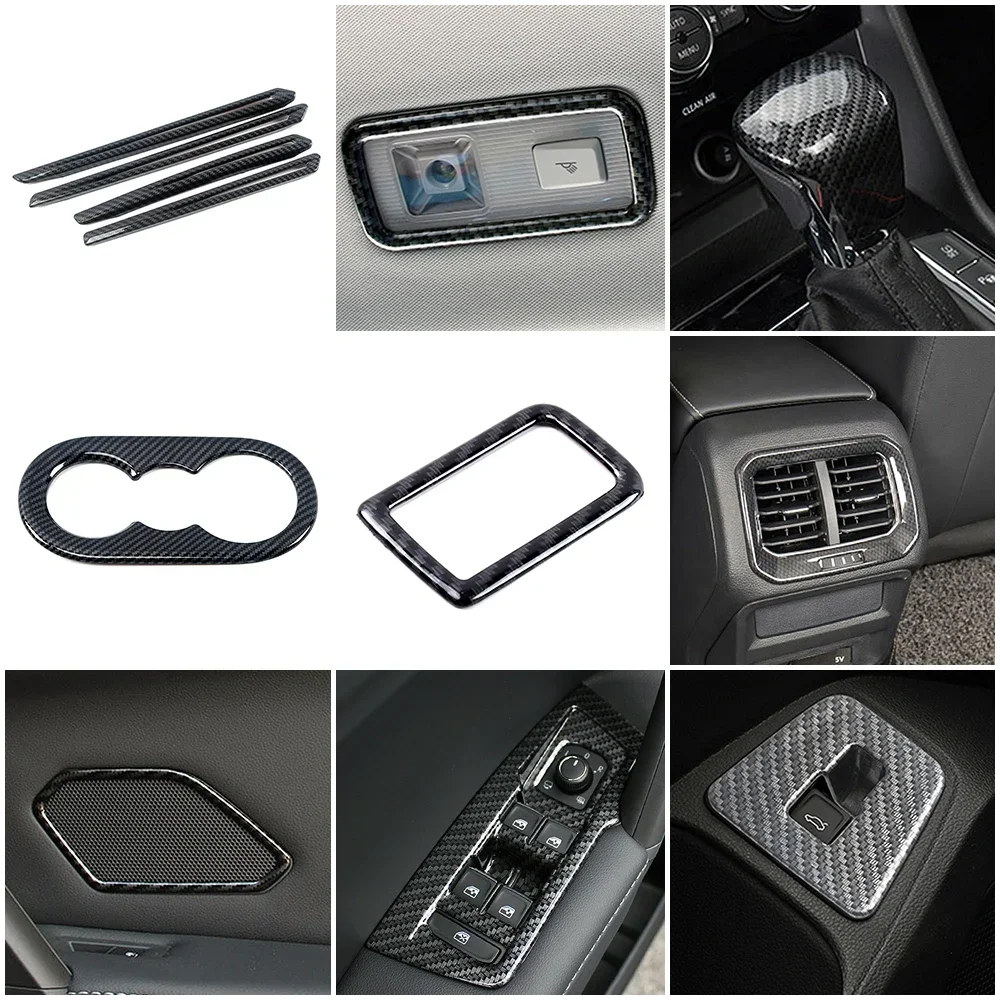 For Volkswagen VW Tiguan 2017-2019 Carbon Fiber Color Car Molding Trim Interior Accessories Central Console Decoration Sticker