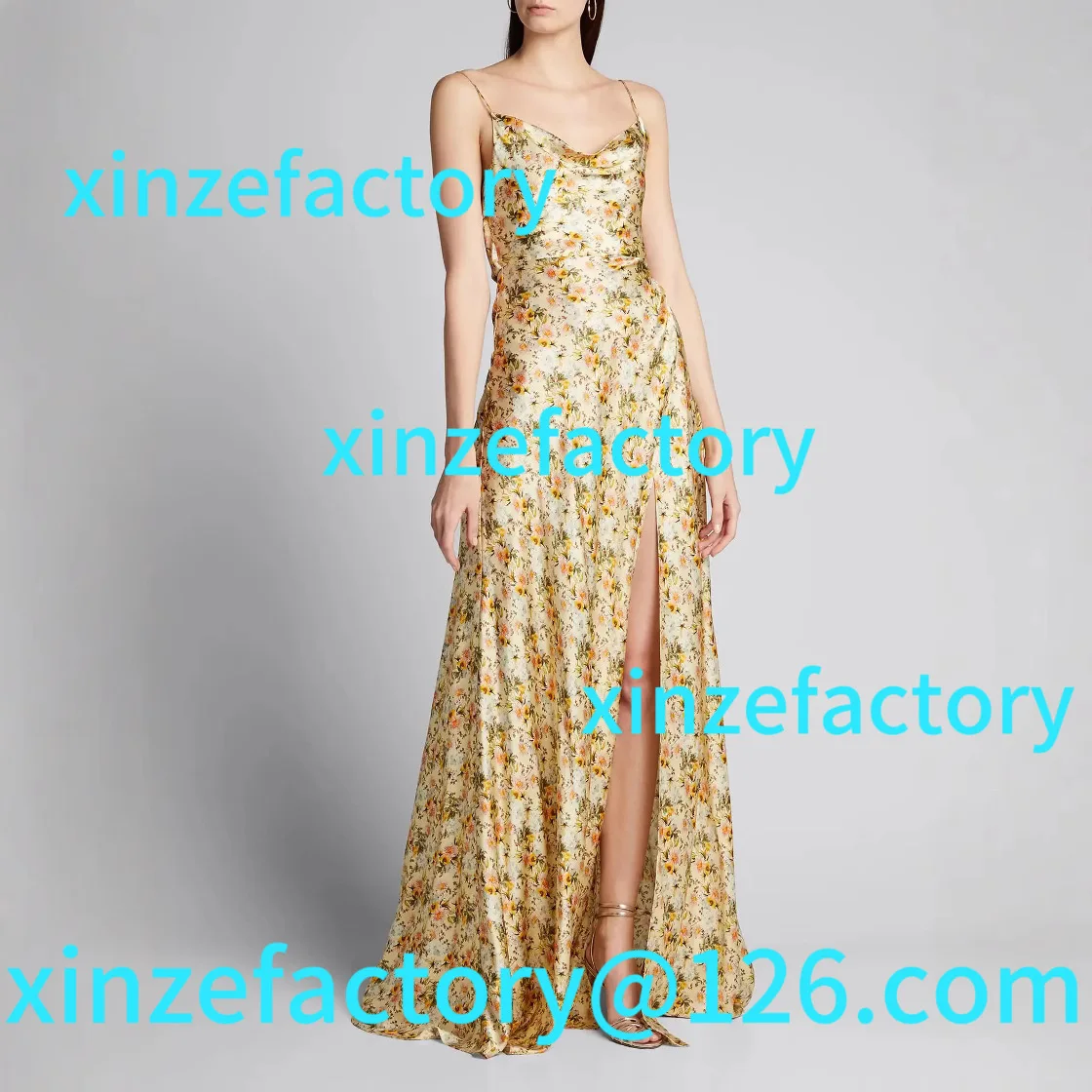 

Customization fashion high-end printing suspender and floor dress