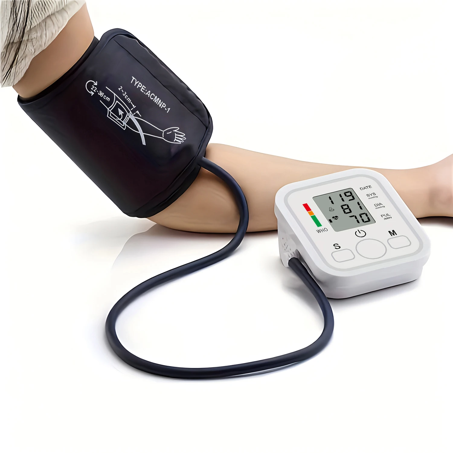 Tensiómetro digital USB para brazo, monitor automático de presión arterial con brazalete o batería
