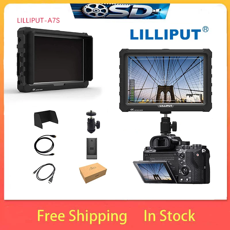 LILLIPUT A7S Camera Field Monitor 7 Inch IPS Panel 4K HDMI Input Output FOR Canon 5D Mark IV Sony A7S II Panasonic GH5