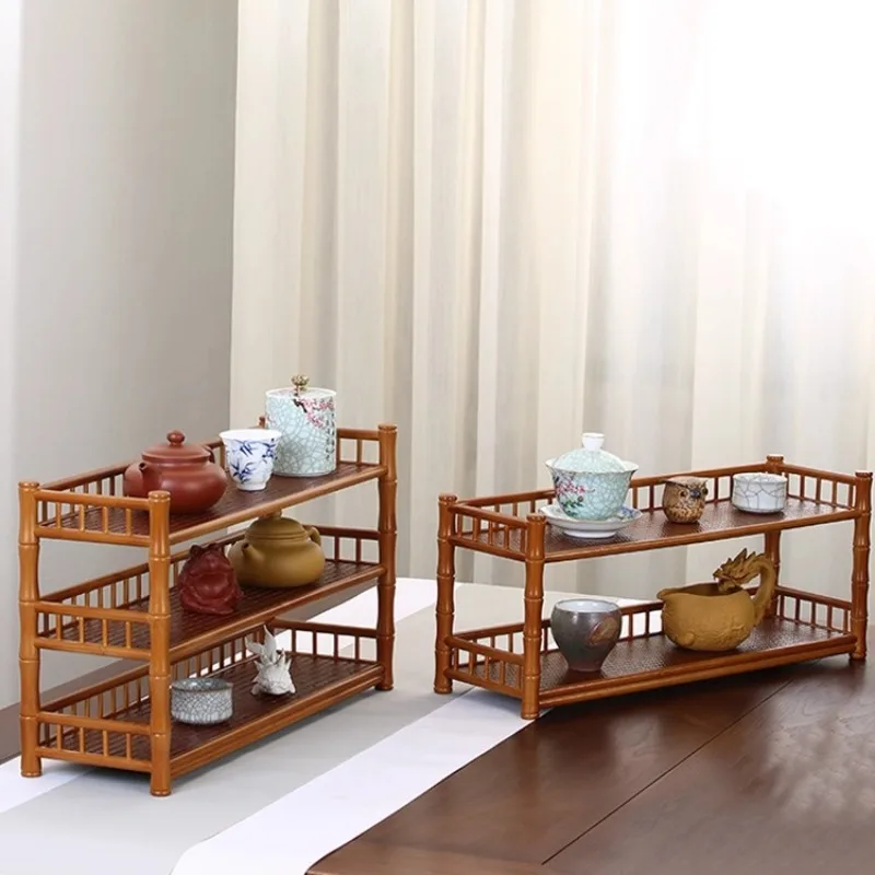 

Bamboo Tea Set Storage Display Stand for Teacups Teapots and Tea Accessories