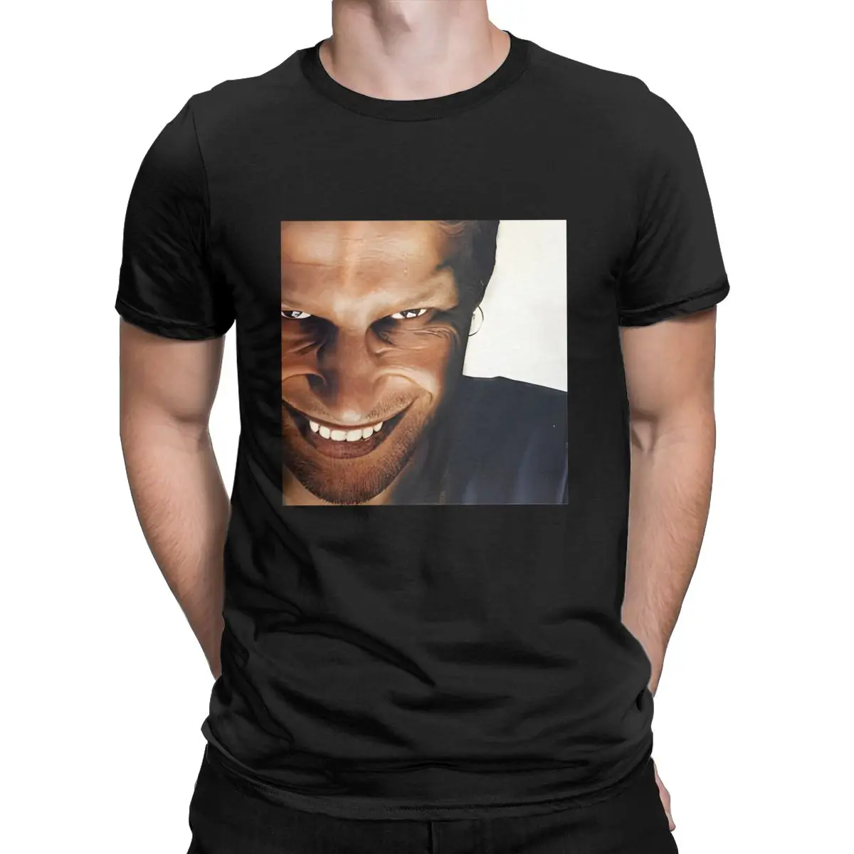 Aphex Twin Men T Shirts Graphic Band Music Novelty Tees Short Sleeve Round Collar T-Shirts Pure Cotton Gift Idea Clothes