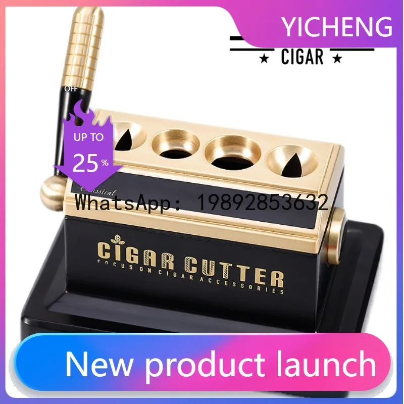 

Открывалка для сигар Hys - премиальный настольный резак для сигар с четырьмя отверстиями, золотой, с изображением восьми мифических существ