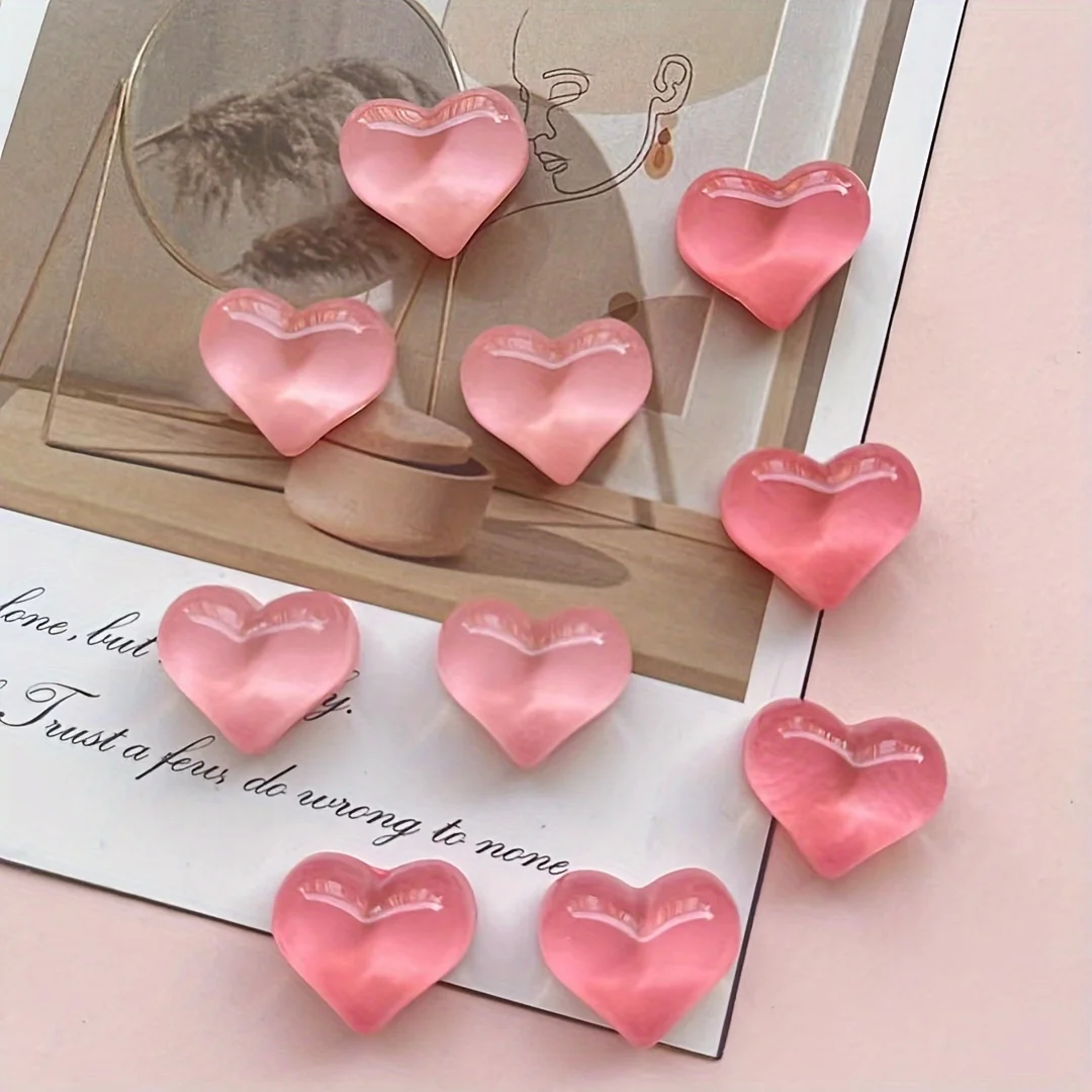 10pcs Heart-Shaped Resin Refrigerator Magnets - Multifunctional Kitchen and Office Whiteboard Decoration Magnets