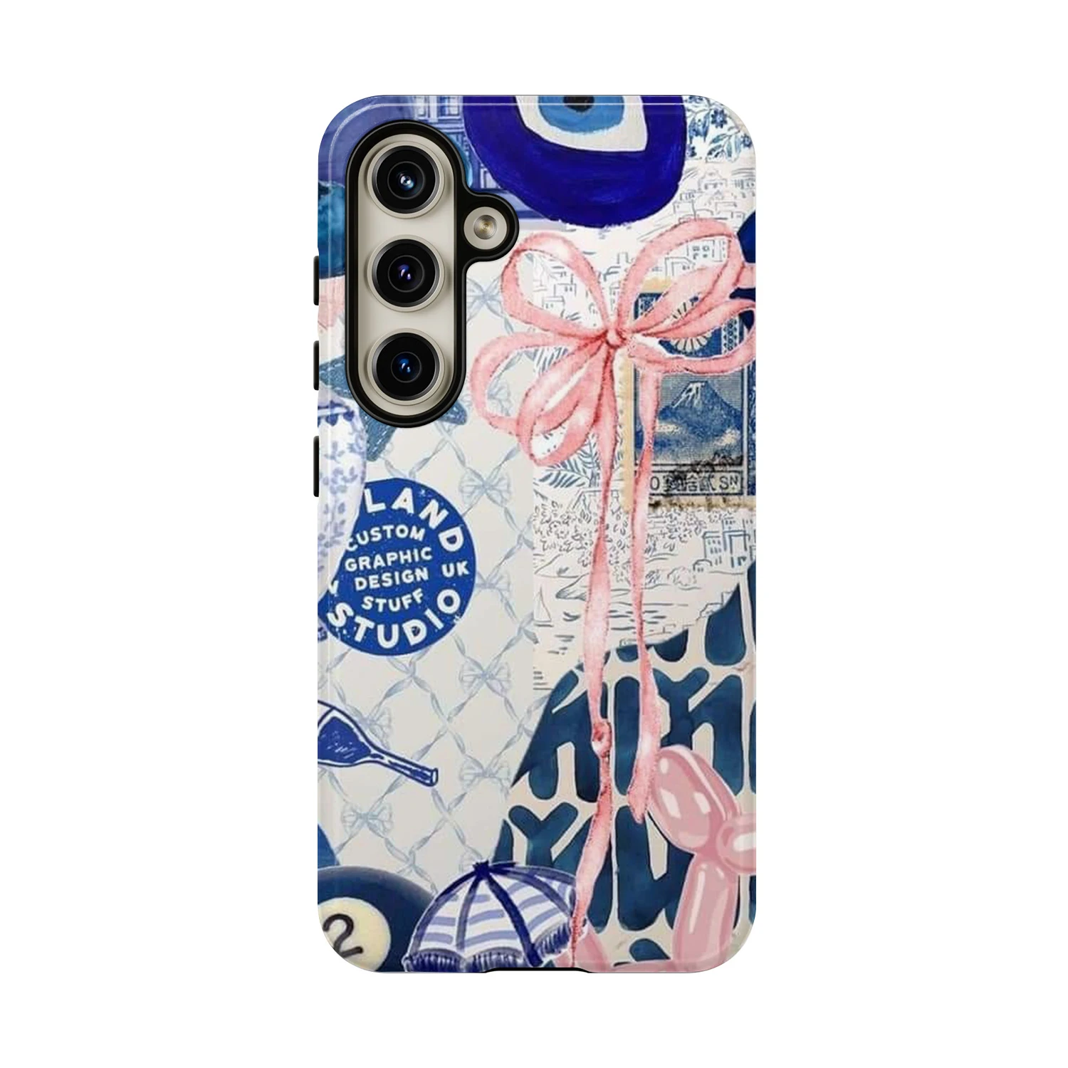 Casing Ponsel Kolase Busur Biru untuk Samsung Galaxy S5 S4 S23 S22 S21 Ultra A13 A14 A15 A16 A23 A25 A32 A35 A52 A53 A54 A55 A71 5G