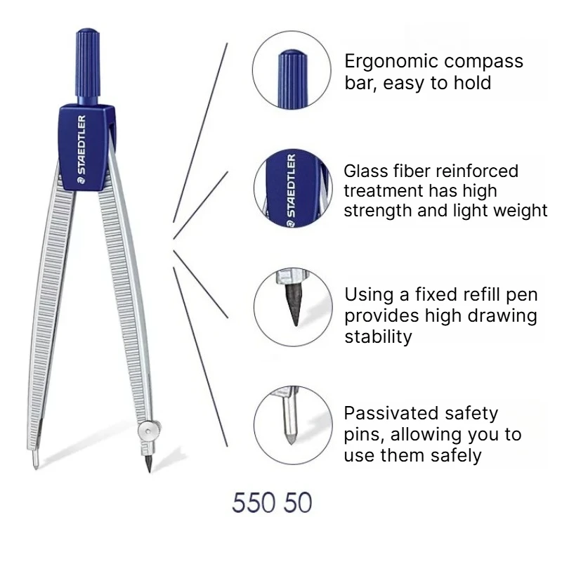 STAEDTLER Compass 550 With Obtuse Angle, Can Hold A Pencil For Drawing, Suitable For Junior High And Elementary School Students. - view 5