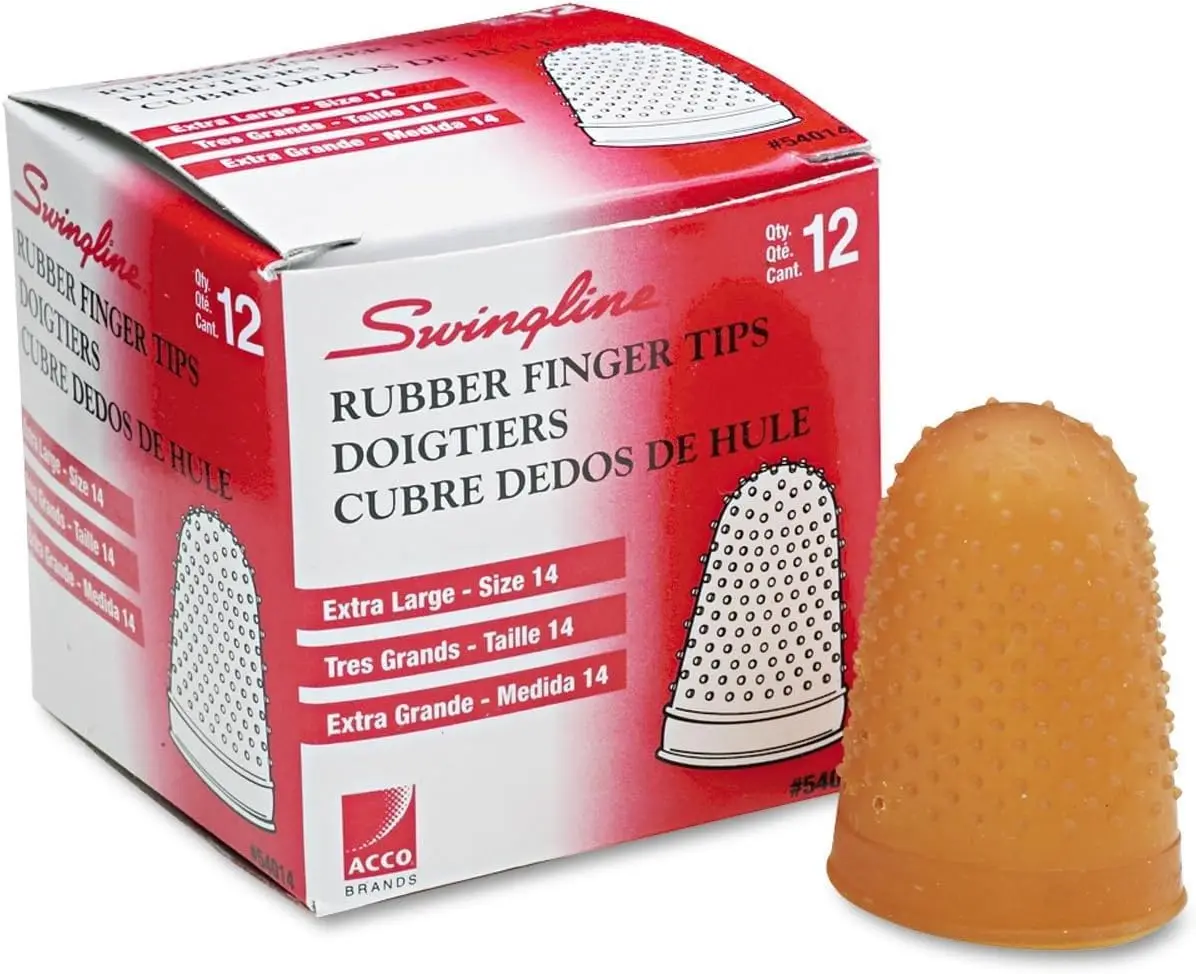 Rubber Finger Tips, Size 14 (X-Large), Nubbed for Better Gripping, 12 Count Box