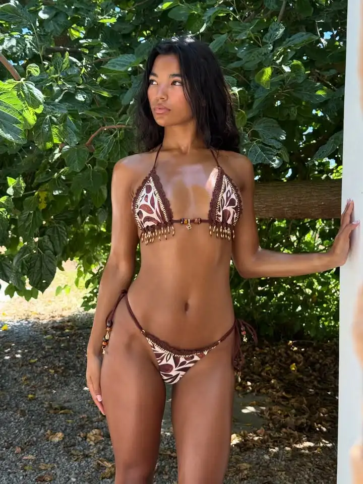 2026 Sexy Bikini Set Boho Tribal Print with Tassel Details Perfect for Pool Parties Summer Getaways Poolside Glamour