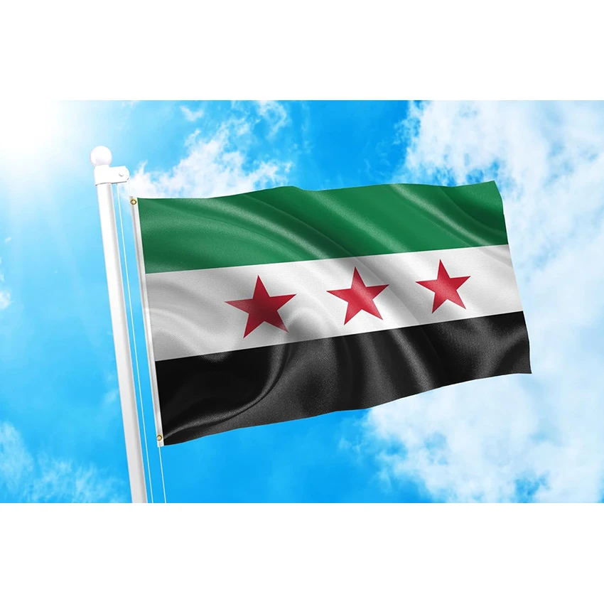 Republic of Syria Syrian Flag Country Banner 3x5 FT Polyester 150x90cm Double Stitched Vivid Color Decoration Outdoor Indoor