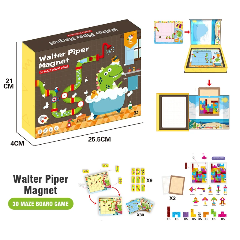 Livro magnético dos desenhos animados crianças brinquedo quebra-cabeça mix e jogo com caixa montessori avançado jogos educativos presente infantil