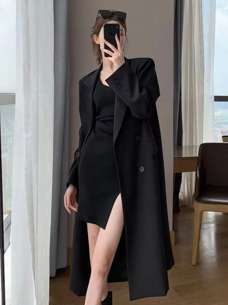 Imagem -05 - Double Breasted Long Trench Coats para Mulheres Cabolsas Femininos Spring Windbreak Streetwear Britânico na Moda Temperamento Elegante Designers