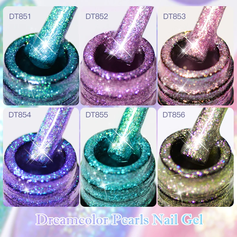 MEET ACROSS 7ml Aurora Dream Color Gel Nail Polish Shimmer Pearls Summer Soak Off UV Gel LED Nail Art Varnish For Manicure