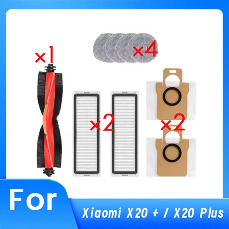 

AT05-For Xiaomi X20+ X20 Plus Vacuum Cleaner Replacement Parts Brush Filter Dust Bag Mop Cloth And Main Brush Cover Kit