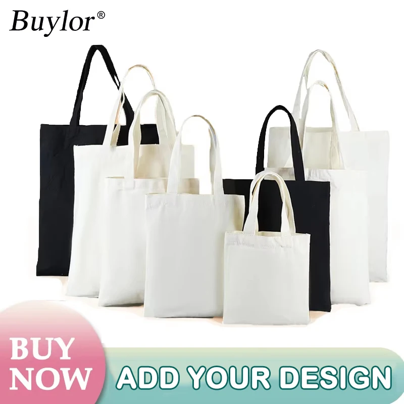 Buylor 10PCS Personalized Tote Bag Canvas Bags Recycle Shoulder Bag Reusable E-Friendly Shopping Bag Present Handheld Gift Bag