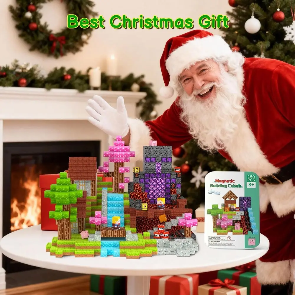 STEM 자석 빌딩 큐브 세트 - 150개 틴 박스, 4-12세, 어린이 생일 또는 크리스마스 선물로 완벽