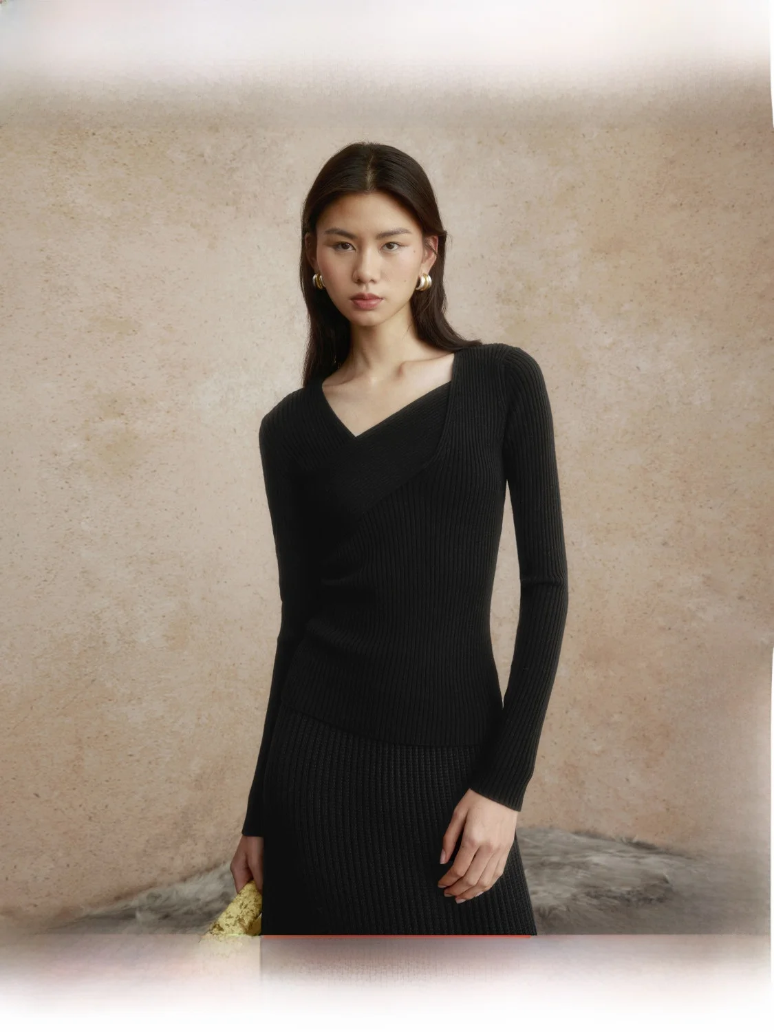 

ZhiZhi Wool Knitted Cross Ne Top Women's Faion Slim Fit Winter Inner Wear Long Sve Crew Ne Color Commute Sle
