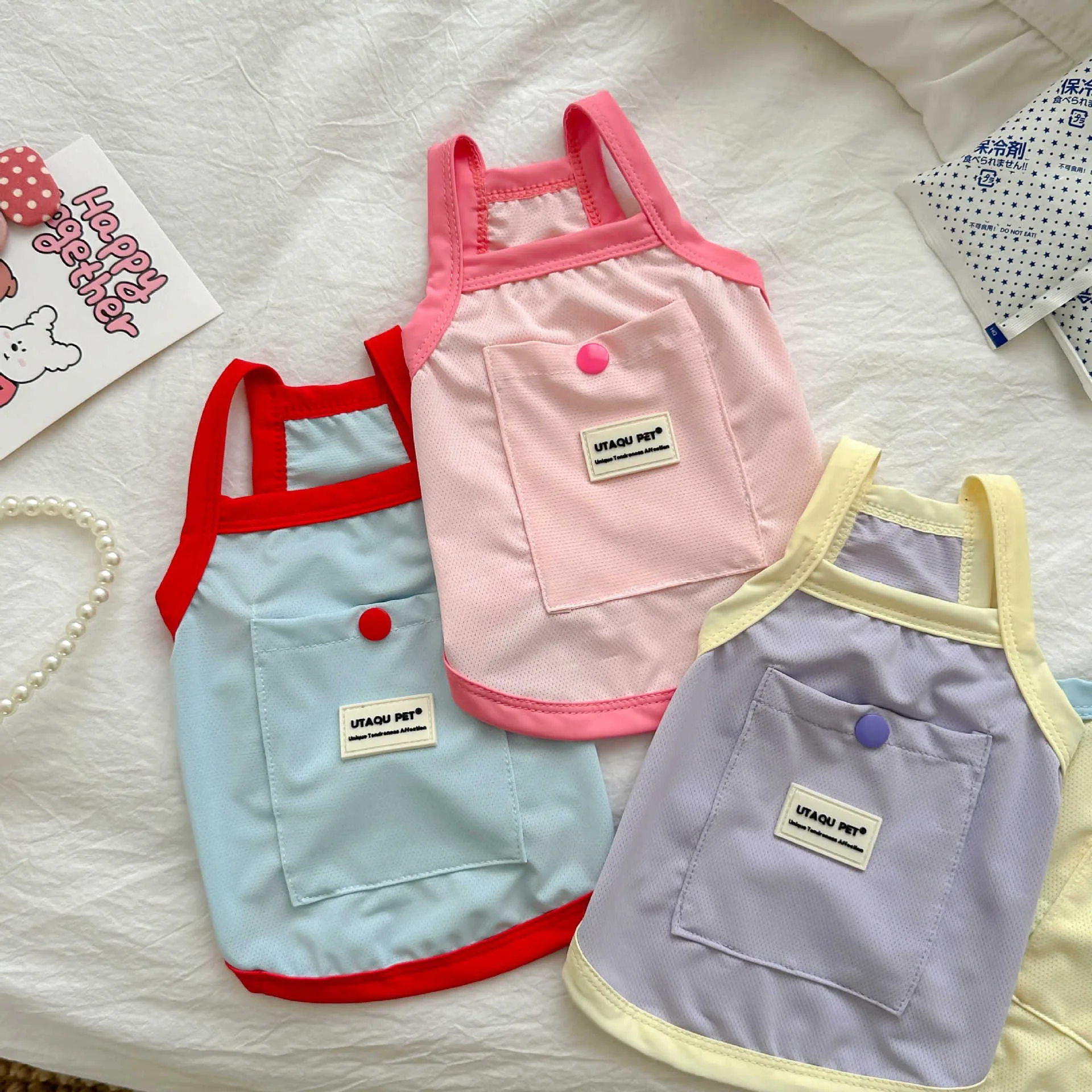 

Sun Protection Dog Sling Summer Outdoor Pet Vest Small Dog Bichon Frise T-Shirt Maltese Pocket Clothes Pet Supplies