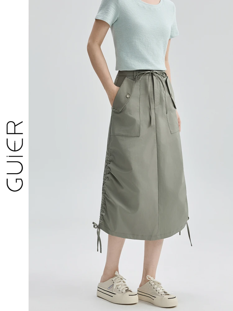 

Юбка миди с высокой талией и завязками для женщин, универсальный дизайн средней длины, лето 2025, новая модель, универсальная юбка-универсал