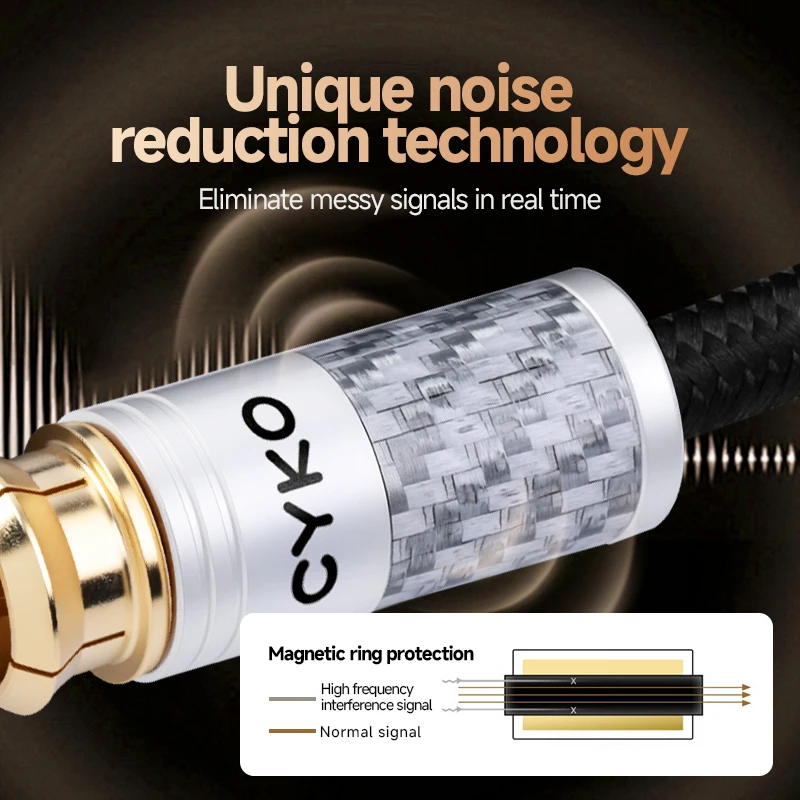 CYKO 1 زوج 2RCA إلى 2RCA 7N OCC كابل صوت ستيريو مطلي بالفضة عالي الأداء لخلاط مكبر الصوت