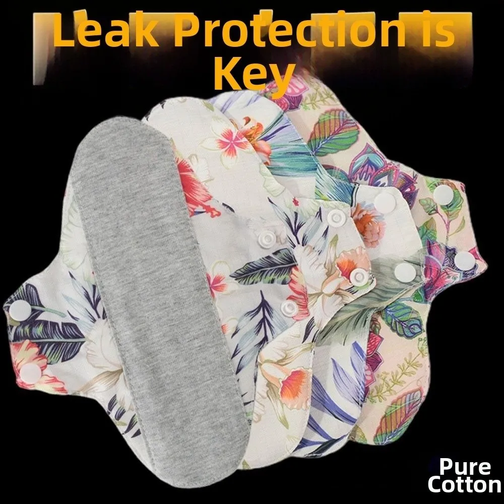 5 قطعة الفوط الصحية القابلة لإعادة الاستخدام الجرافين 23 سنتيمتر مانعة للتسرب قابل للغسل المناديل الصحية لينة مع طبقة مقاومة للماء وسادة التمريض للنساء