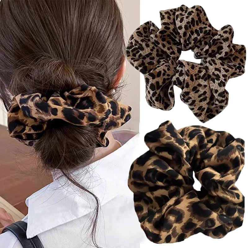 Leopard Print Scrunchies Hair Ties Hair Rope High Elasticity Elastic HairBand Ponytail Holder Elegant Women Hair Accessories