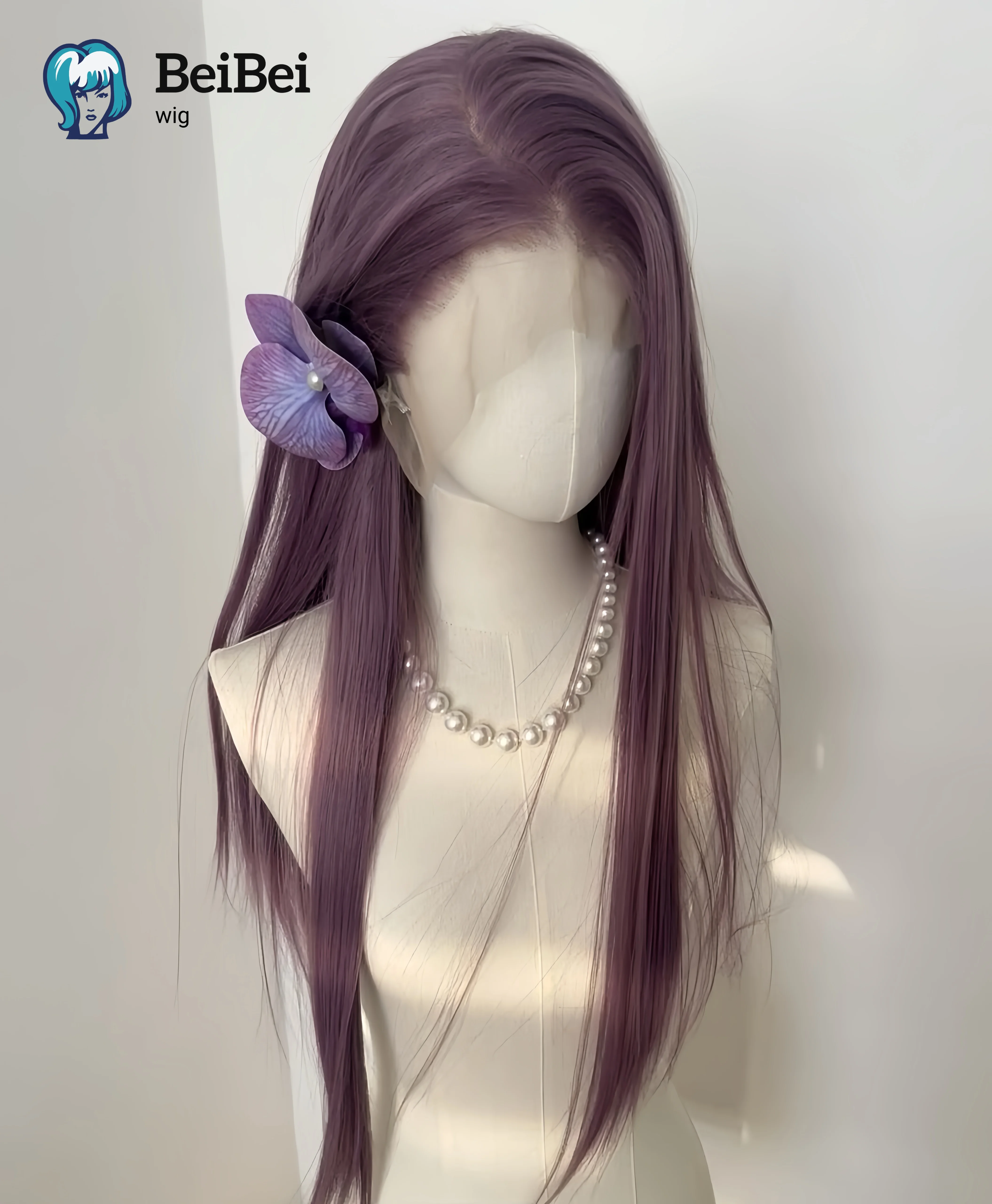 

Purple Cosplay for women 13x4 Synthetic Lace Wigs Long Straight 26inch Natural Hairline Heat resistant Fibres Frontal Lace wigs