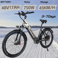 CMACEWHEEL L26 Electric Bicycle 750W Motor 48V17A Lithium Battery 26Inch Tire Hydraulic Brake Off-road mountain Electric Bicycle