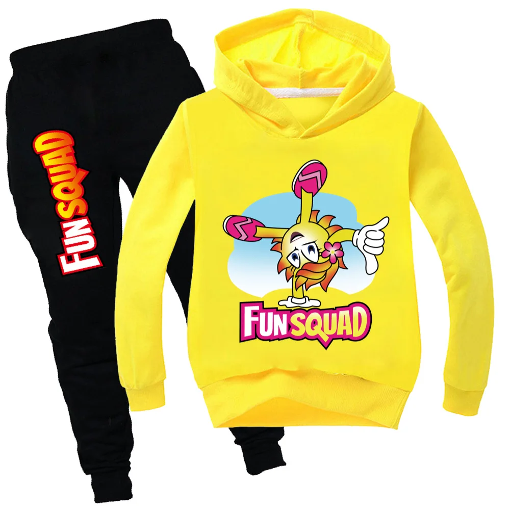 Fall Spring Fun Squad Gaming Kids Long Sleeve Sweatshirt+Pants Set Baby Girl Cartoon Children Clothes Boy Clothing Hoodies Suits