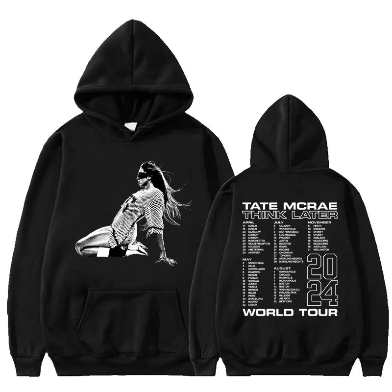 

Tate Mcrae The Think Later World Tour 2024 Hoodies Men Women Fashion Harajuku Long Sleeve Fleece Oversized Tracksuit Streetwear