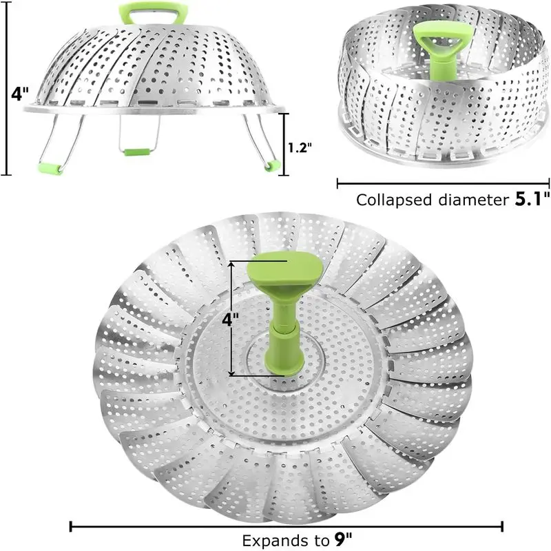 Steel Vegetable Steamer Basket, Expandable 5.1