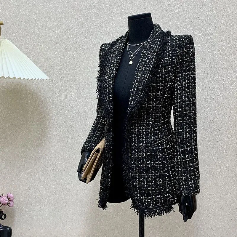 

Fashionable Slim Women Woolen Coat 2025 Autumn Winter New Slim High-Quality Autumn Winter Black Elegance Women Woolen Coat H684