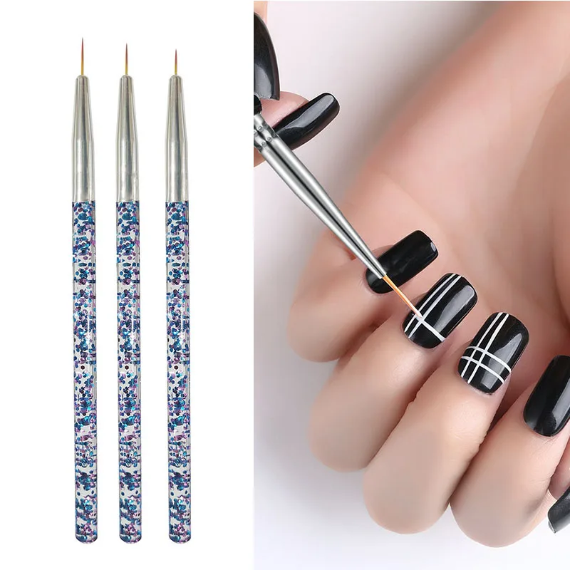 3 unids/set acrílico raya francesa Nail Art línea pintura pluma UV Gel cepillos manicura línea delgada dibujo pluma herramientas de pintura ZJS04