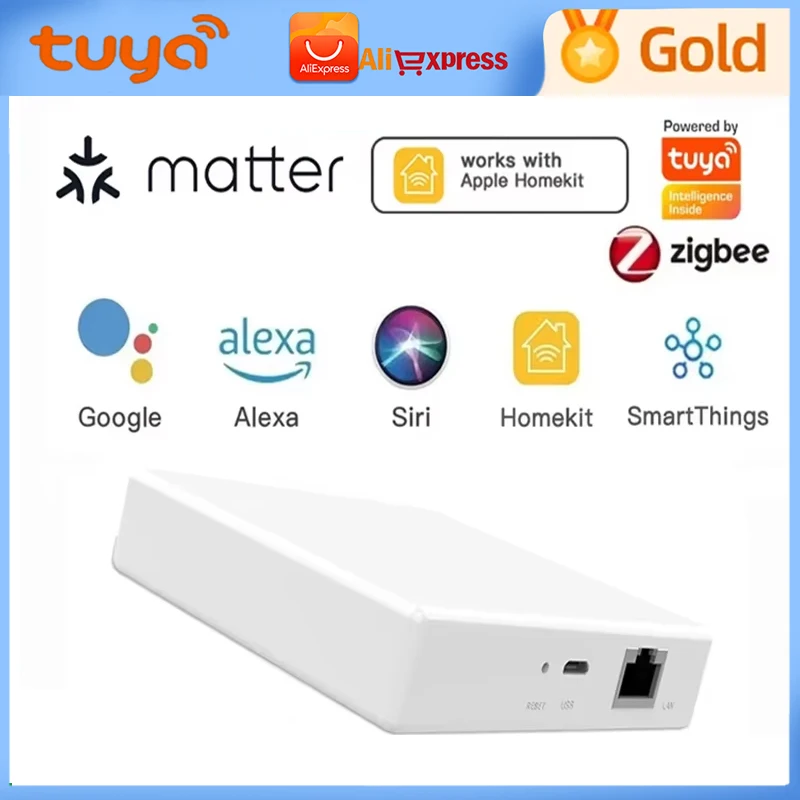 

Tuya Zigbee Matter Thread Hub Zigbee Smart Home Bridge Matter Gateway Hub 6-голосовое управление Homekit Smartthing Smart Wred Gateway