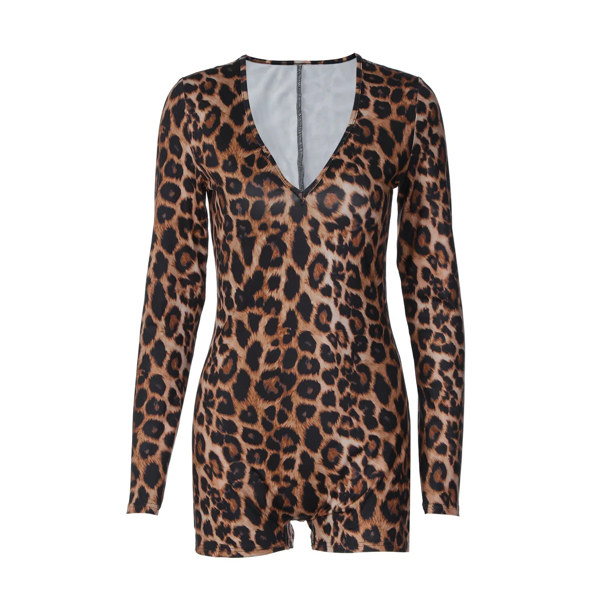 

Trendy Leopard Print V-Neck Long Sleeve Jumpsuit Women's Fashion Sexy Tight-Fitting One-Piece Autumn Winter Hot Sale Cross-Bo...