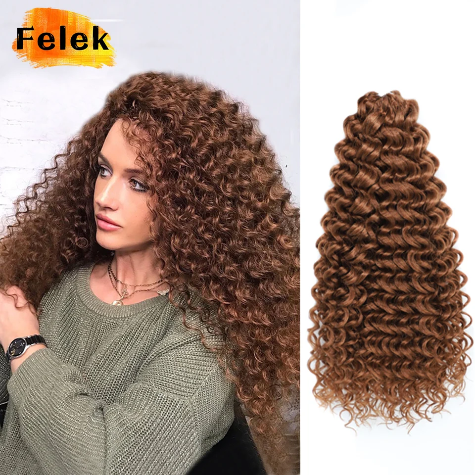 Extensión de cabello rizado Afro para mujer, trenzas rizadas de onda de agua marrón y negro, trenza sintética ondulada profunda, ganchillo, 18