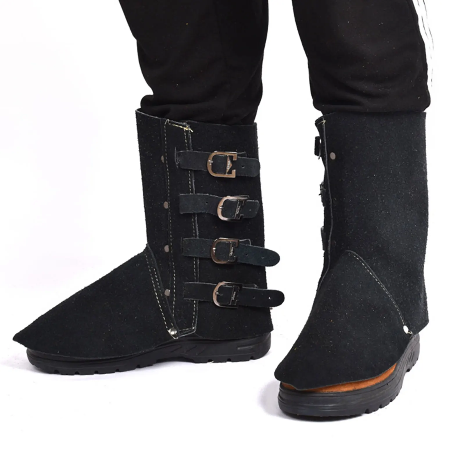 

High Temperature Resistance Welding Protective Legs Work Shoe Cover Boots Cowhide Anti scalding Flame Retardant Heat Insulating