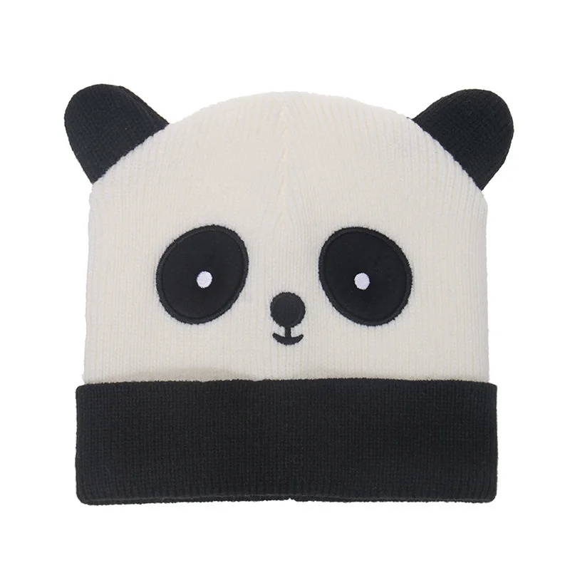 New Cartoon Animal Panda Cap Kawaii Unisex Fashion Woolen Cap Knitting Pullover Hat Warm Hats Autumn Winter Accessories