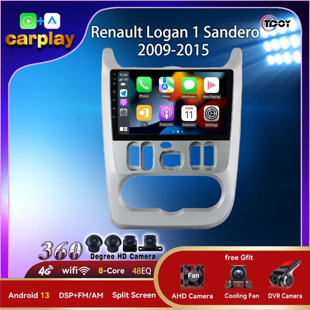 

Car Radio Android 15 Player For Renault Logan 1 Sandero 2009-2015 Carplay Android Auto Bluetooth Multimedia Player Car Video DSP