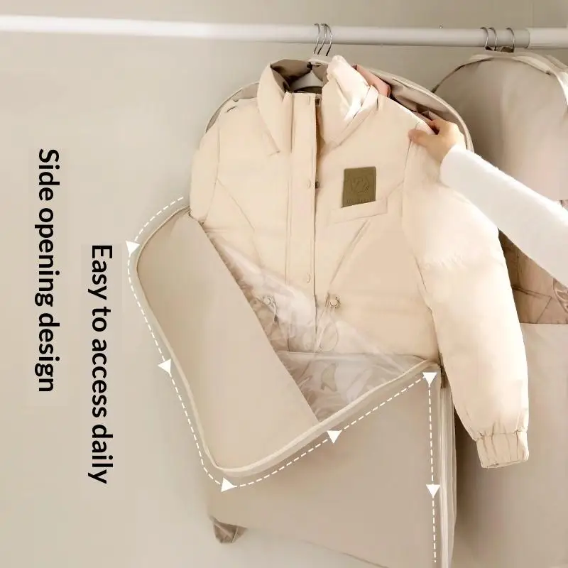 ~1pc Down Jacket Compressed Dust Cover Clothes Compression Hanging Bag Household Visible Clothes Storage Bag Wardrobe Organizer