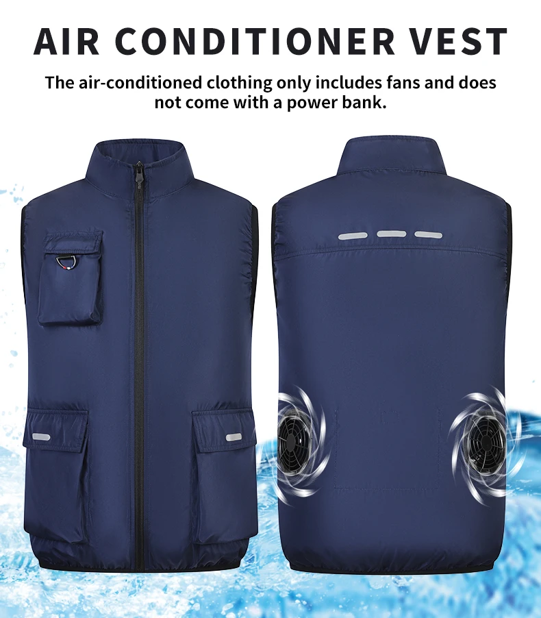 Cooling Air-Conditioned Workwear: Vest with Large Pockets and USB Fan for Continuous Cooling in Hot Outdoor Work Environments