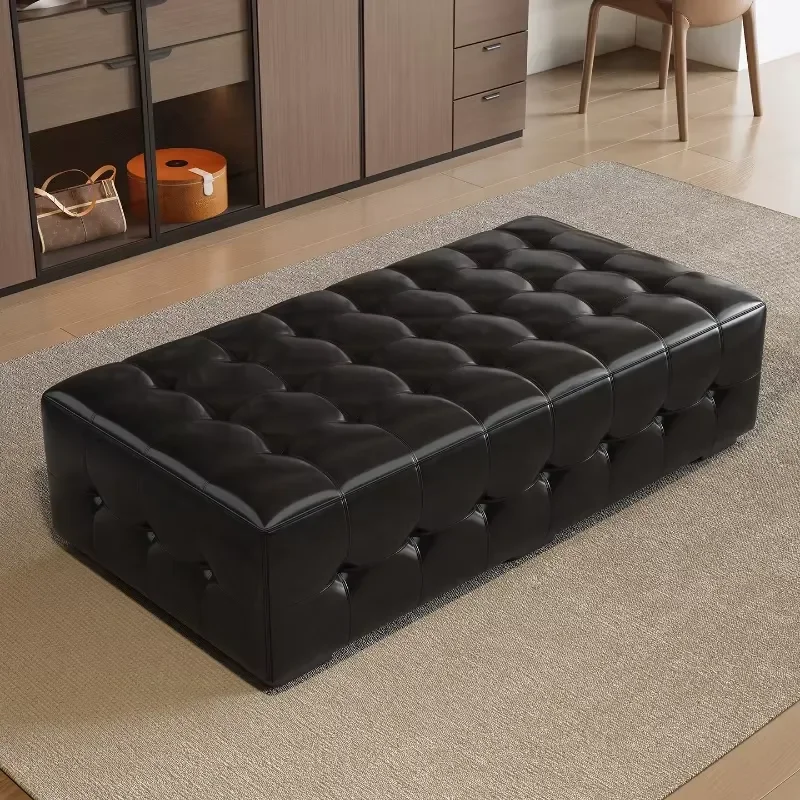 for Black Lawrence Sofa Stool Leather Shoe Changing Stools Cloakroom Living Room Sofas Seating Pedal Resting Ottoman
