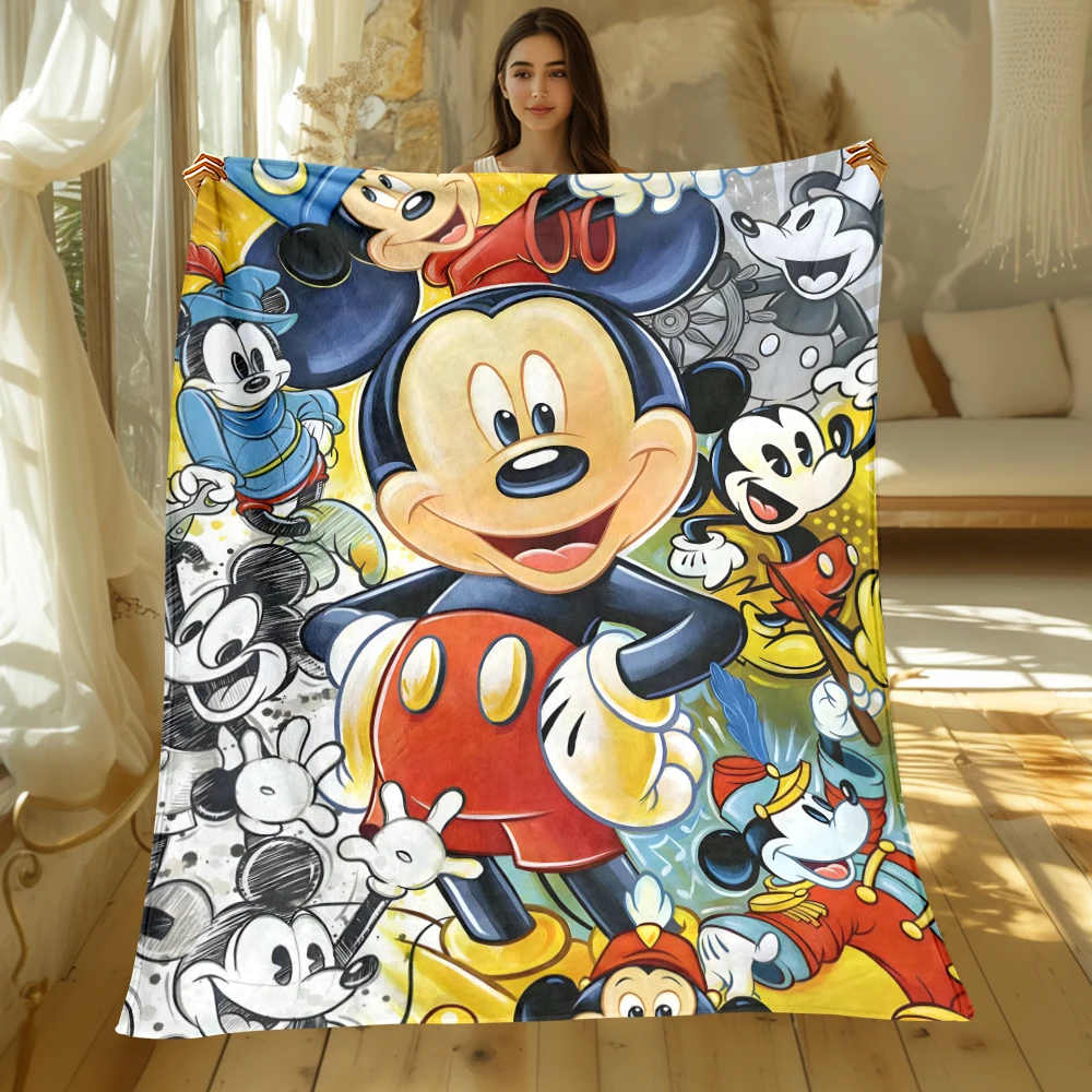 Mickey's HD Art Printed Blankets. Oversized  Sofa Bed Cover Soft and Hairy Blanket Soft Warm Flannel Throw Blankets Gift