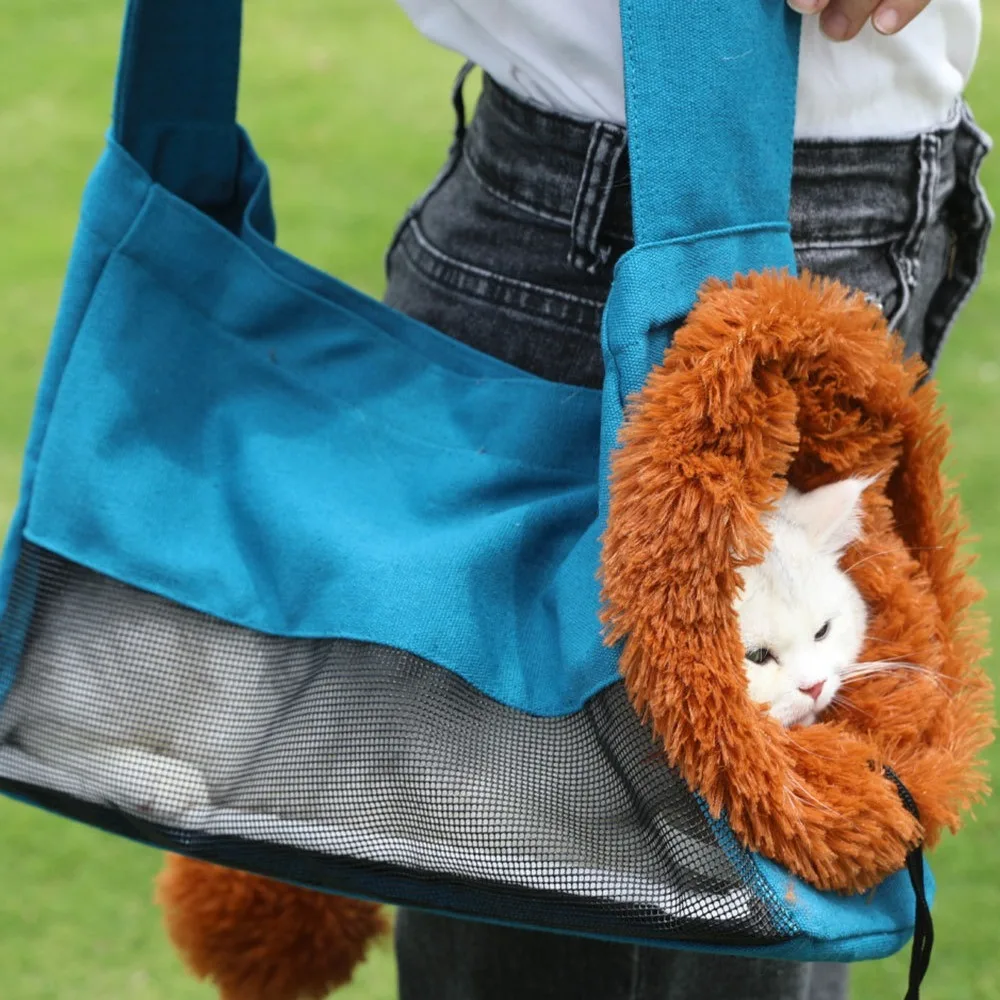 Cat Carrier Bag One Shoulder Transport Bag Portable Canvas Cute Handbag Puppy Kitten Sling Bag Out Travel Backpack