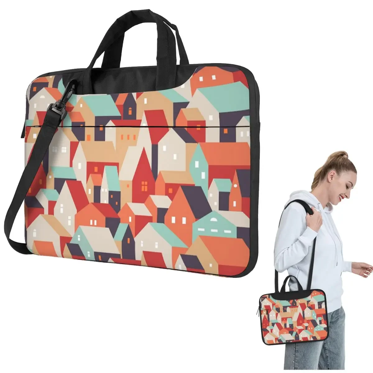 

Little Town Crossbody Laptop Bag Case Computer Bag 13 14 15.6 Inch Notebook Pouch for Macbook Pro