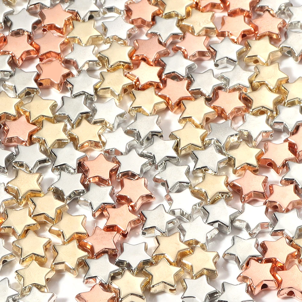 50-100pcs 6/10/12mm Star CCB Beads Gold Silver Color Loose Beads For Jewelry Making DIY Necklace Bracelet Earrings Accessories image 3