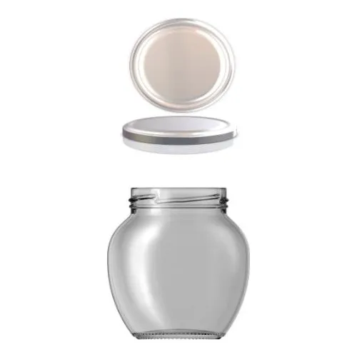 Glass Jar Egg 210 cc Silver Cover 20 Pcs